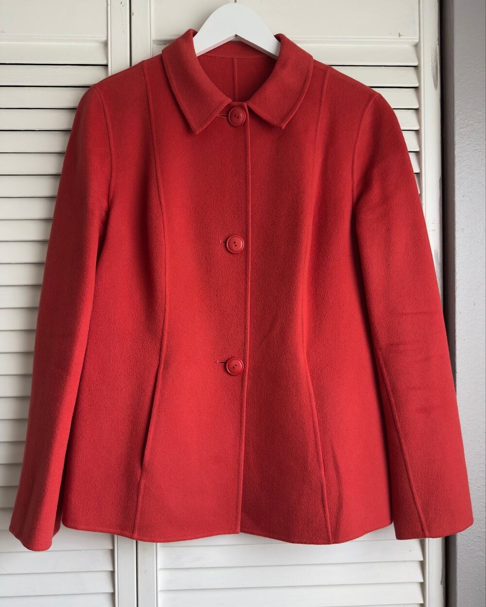 Talbots Red Wool Angora Cashmere Button Up Jacket Coat Women's Size M VTG No Tag